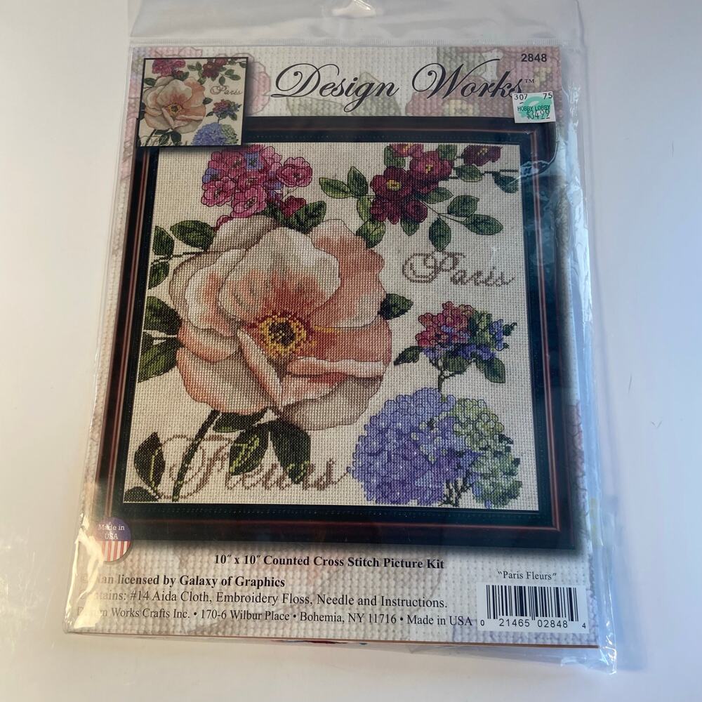 Design Works 2848 Paris Fleurs 10"x10" Counted Cross Stitch Kit Unopened